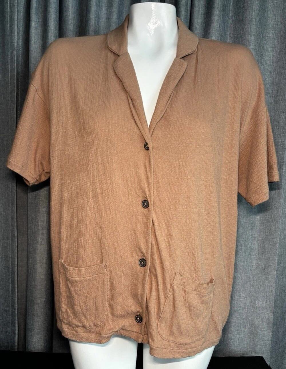 Madewell Knit Lightspun Camp Shirt Faded Earth Brown Size Small
